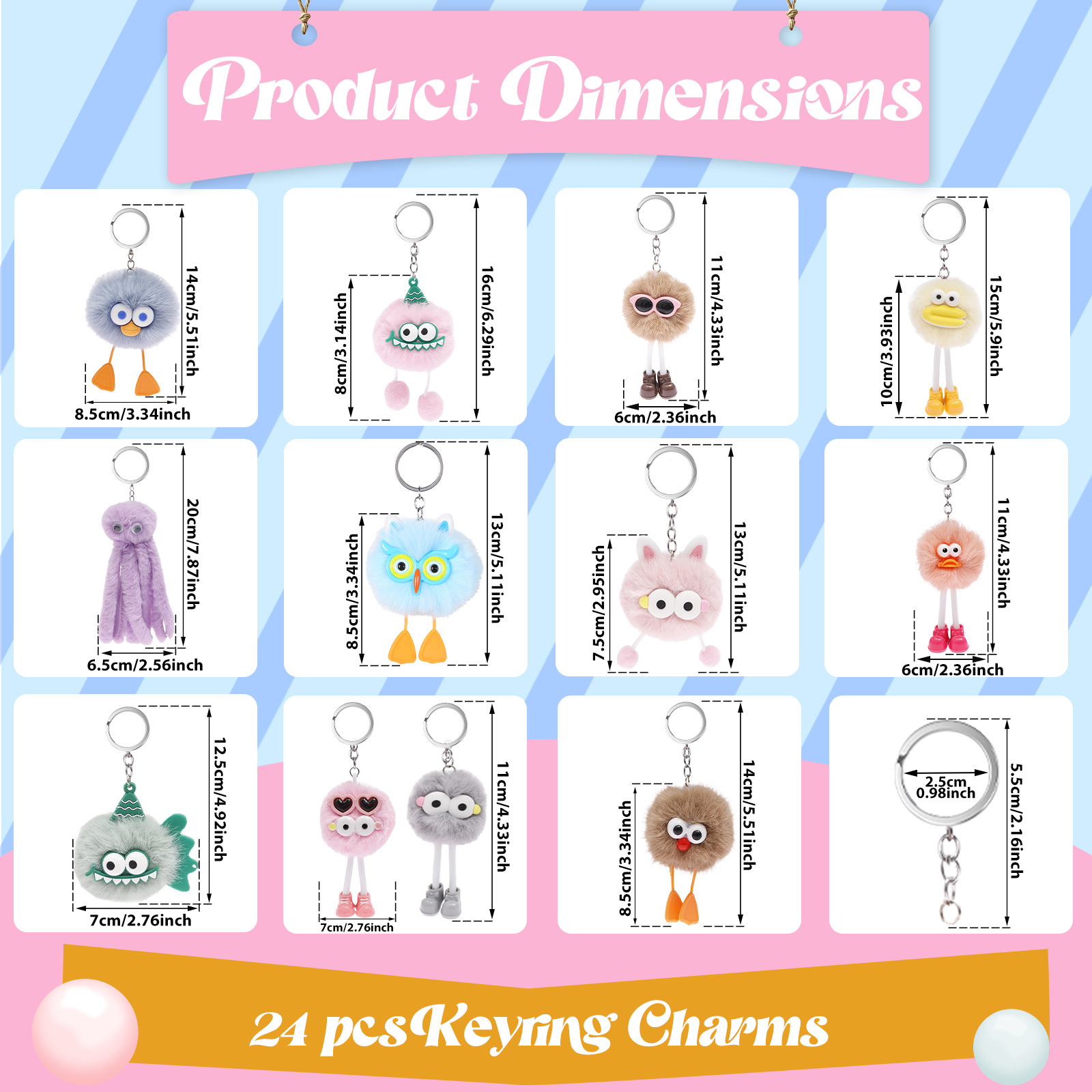 24/28Pcs Plush Keychain Mini A - Mini Backpack Purse recension och pris